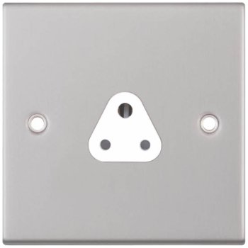Selectric 5M Satin Chrome 1 Gang 2A Round Pin Socket with White Insert