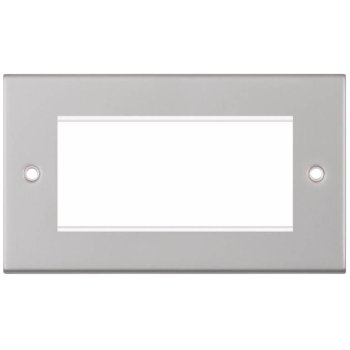 Selectric 5M Satin Chrome 2 Gang Euro Plate with Quad Aperture