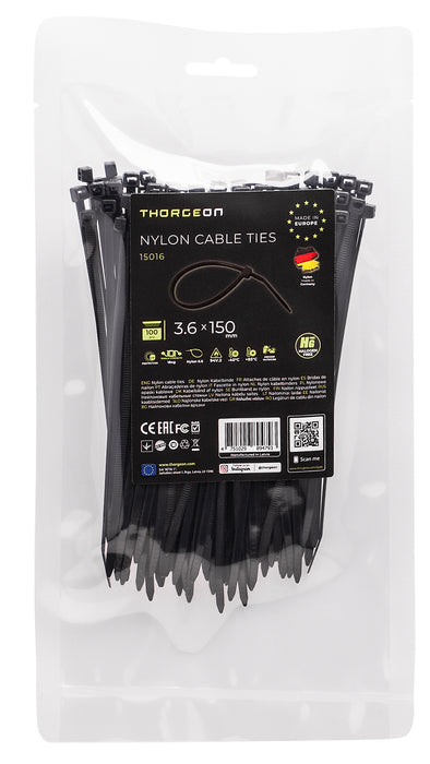 Thorgeon - 15016 Ties 3.6x150 Black (100 pcs)