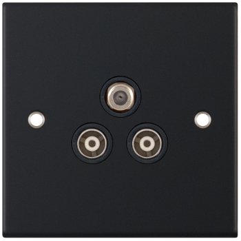 Selectric 5M Matt Black Triplex SAT/TV/FM Socket with Black Insert