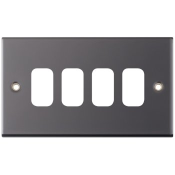 Selectric 5M GRID360 Black Nickel 4 Gang Faceplate