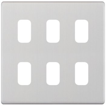 Selectric 5M-Plus GRID360 Satin Chrome 6 Gang Faceplate