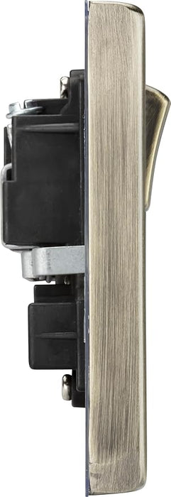 Knightsbridge CS9AB 13A 2G DP Switched Socket Square Edge Antique Brass
