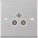 Selectric 5M Satin Chrome Triplex Sat/TV/FM Socket with White Insert