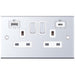 Selectric 5M Polished Chrome 2 Gang 13A Switched Socket with USB C and A Outlets - White Insert