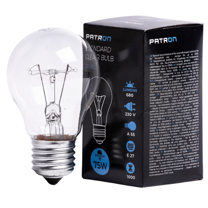 Patron - 05180 Incandescent Bulb E27 75W A55 230V CL