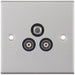 Selectric 5M Satin Chrome Triplex Sat/TV/FM Socket with Black Insert