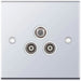 Selectric 5M Polished Chrome Triplex Sat/TV/FM Socket with White Insert