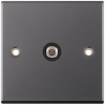 Selectric 5M Black Nickel 1 Gang Satellite Socket with Black Insert