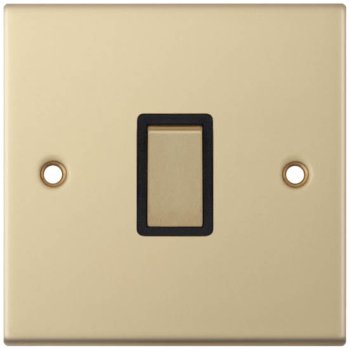 Selectric 5M Satin Brass 1 Gang 20A DP Switch with Black Insert
