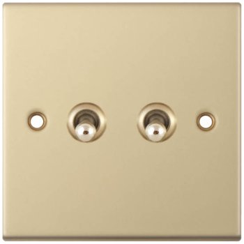 Selectric 5M Satin Brass 2 Gang 10A 2 Way Toggle Switch