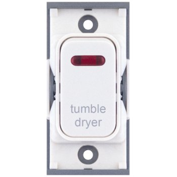 Selectric GRID360 White 20A DP Switch Module Marked ‘tumble dryer’ with Neon and White Insert
