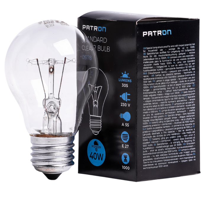 Patron - 05178 Incandescent Bulb E27 40W A55 230V CL