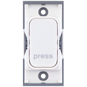 Selectric GRID360 White 10A Retractive Switch Module Marked ‘press’ with White Insert