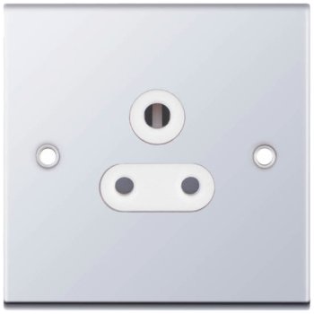 Selectric 5M Polished Chrome 1 Gang 5A Round Pin Socket with White Insert