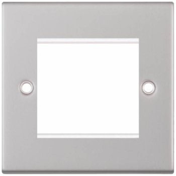 Selectric 5M Satin Chrome 1 Gang Euro Plate with Twin Aperture