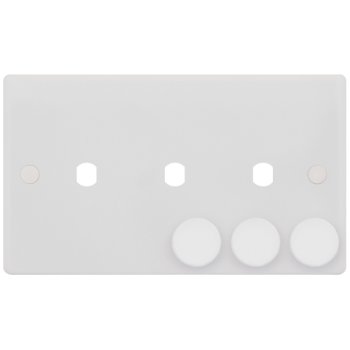 Selectric Smooth 2 Gang Triple Aperture Dimmer Plate with Matching Knobs