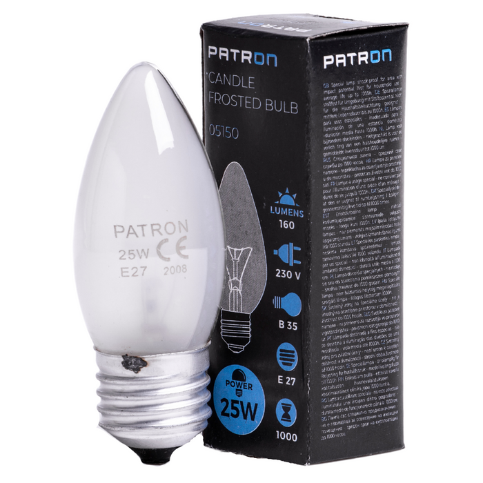 Patron - 05150 Incandescent Bulb E27 25W B35 230V FR