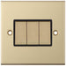 Selectric 5M Satin Brass 3 Gang 10A 2 Way Switch with Black Insert