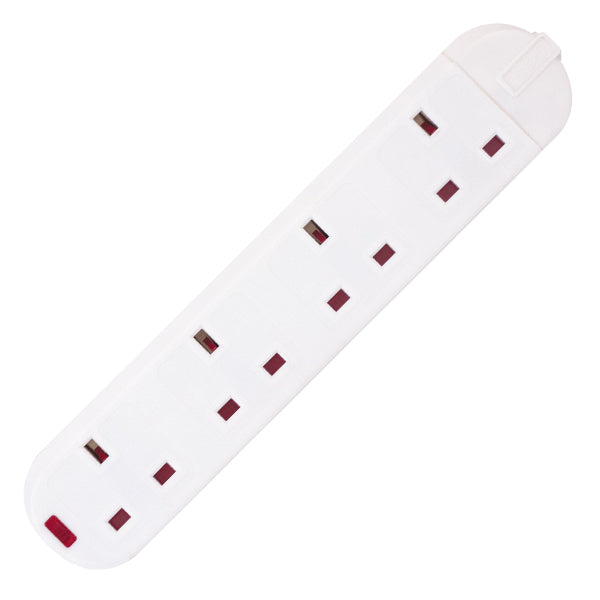 Selectric 4 Gang 13 Amp Square Edged Trailing Socket with Neons - White