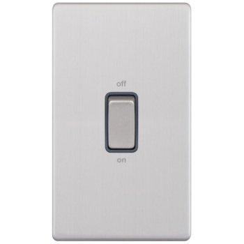 Selectric 5M-Plus Screwless Satin Chrome 2 Gang 45A DP Switch with Grey Insert