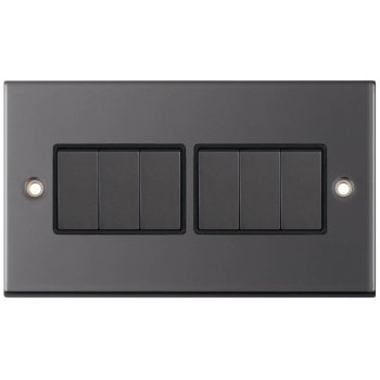 Selectric 5M Black Nickel 6 Gang 10A 2 Way Switch with Black Insert