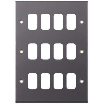 Selectric 5M GRID360 Black Nickel 12 Gang Faceplate
