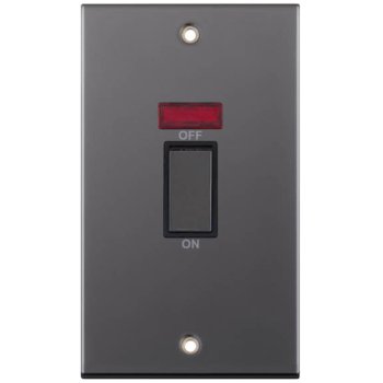 Selectric 5M Black Nickel 2 Gang 45A DP Switch with Neon and Black Insert