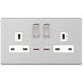 Selectric 5M-Plus Satin Chrome 2 Gang 13A DP Switched Socket with Neon and White Insert