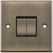 Selectric 7M-Pro Antique Brass 2 Gang 10A 2 Way Switch with Black Insert