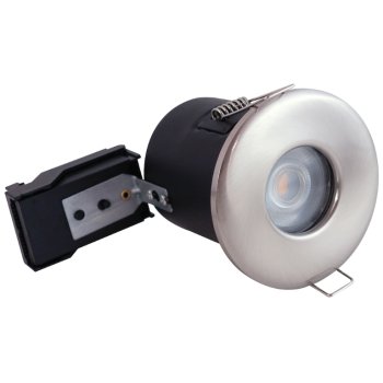 Selectric PushGlo Die-Cast Steel IP65 50W Fixed GU10 Downlight with Satin Chrome Bezel