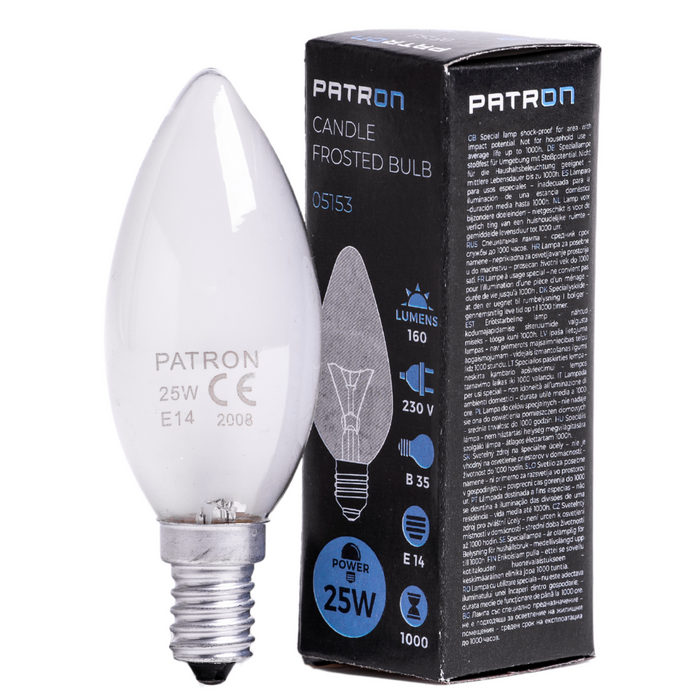 Patron - 05153 Incandescent Bulb E14 25W B35 230V FR
