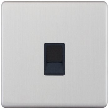 Selectric 5M-Plus Satin Chrome 1 Gang RJ11 Socket with Black Insert
