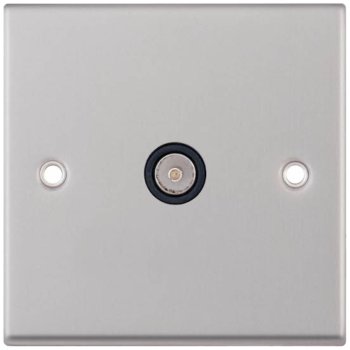 Selectric 7M-Pro Satin Chrome 1 Gang TV Socket with Black Insert
