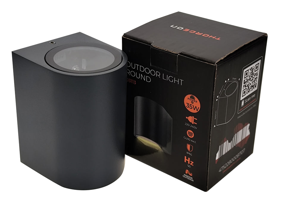 Thorgeon - 03113 Outdoor Wall Light without Light Source 1xGU10 IP65 03113 Round Anthracite  THORGEON