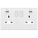 Selectric 5M-Plus Matt White 2 Gang 13A Switched Socket with USB Outlet and White Insert