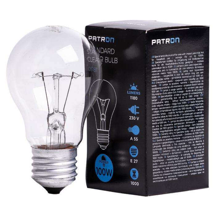 Patron - 05181 Incandescent Bulb E27 100W A55 230V CL