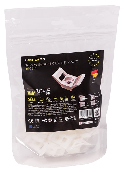 Thorgeon - 15037 Screw Saddle Cable Support white 30x15 (100pcs)