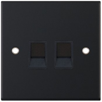 Selectric 5M Matt Black 2 Gang RJ45 Socket with Black Insert