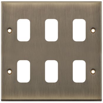 Selectric 7M-Pro GRID360 Antique Brass 6 Gang Faceplate