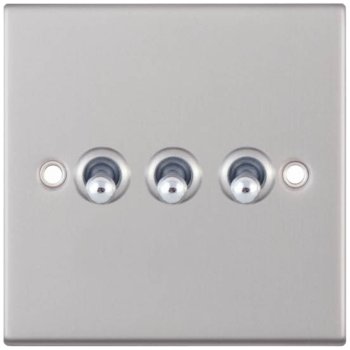 Selectric 5M Satin Chrome 3 Gang 10A 2 Way Toggle Switch