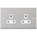 Selectric 7M-Pro Satin Chrome 2 Gang 13A Unswitched Socket with White Insert