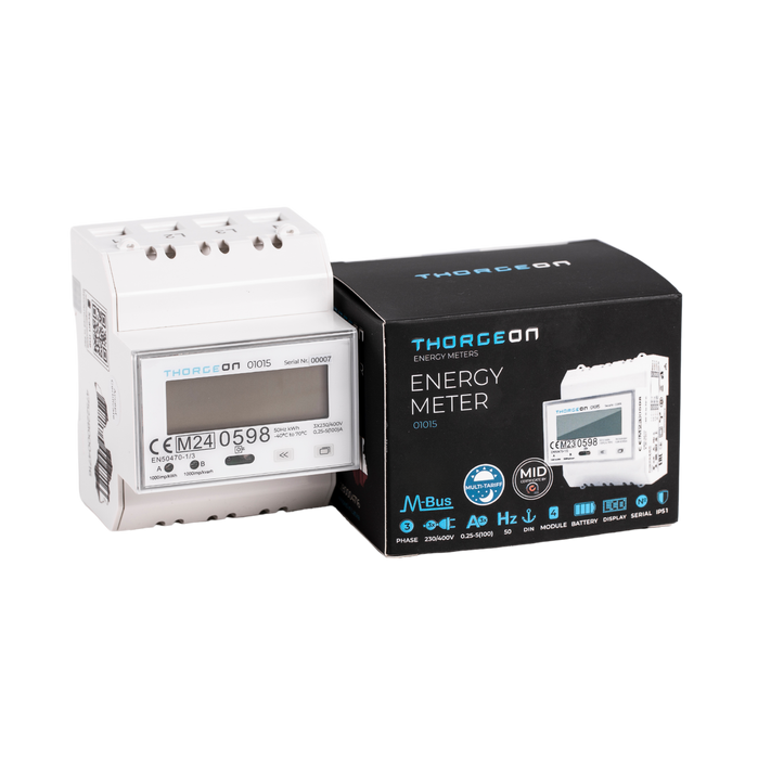 Thorgeon - 01015 3-Phase DIN Energy Meter 80A Multi-Tariff M-BUS MID certificate