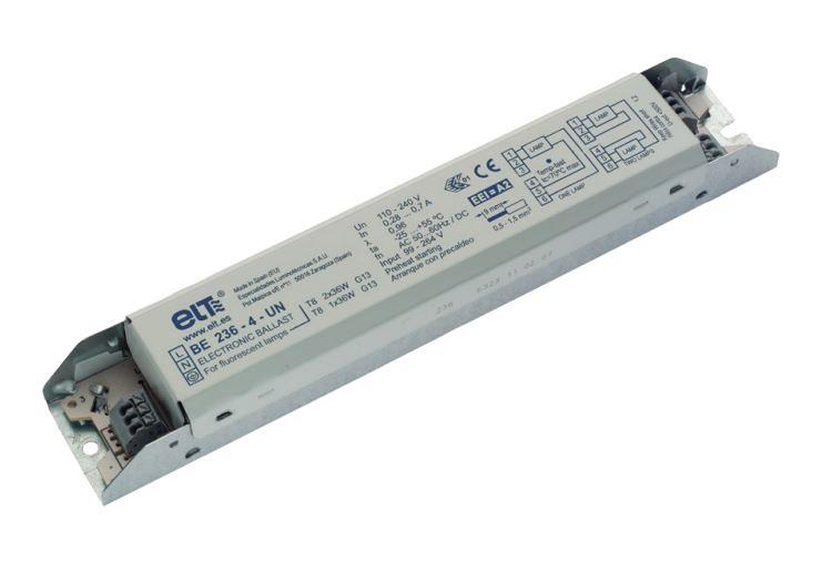 ELT BE 218-4-UN - Linear Electronic ballast  T8, 2 x 15/18W, 110-260v Electronic Ballasts ELT - Easy Control Gear
