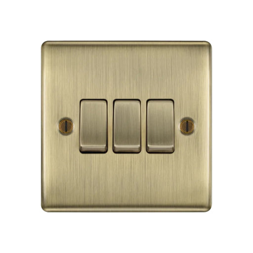 BG Nexus NAB43 Metal Antique Brass 10AX 3 Gang 2 Way Switch Bg Nexus Metal - Antique Brass BG - Sparks Warehouse