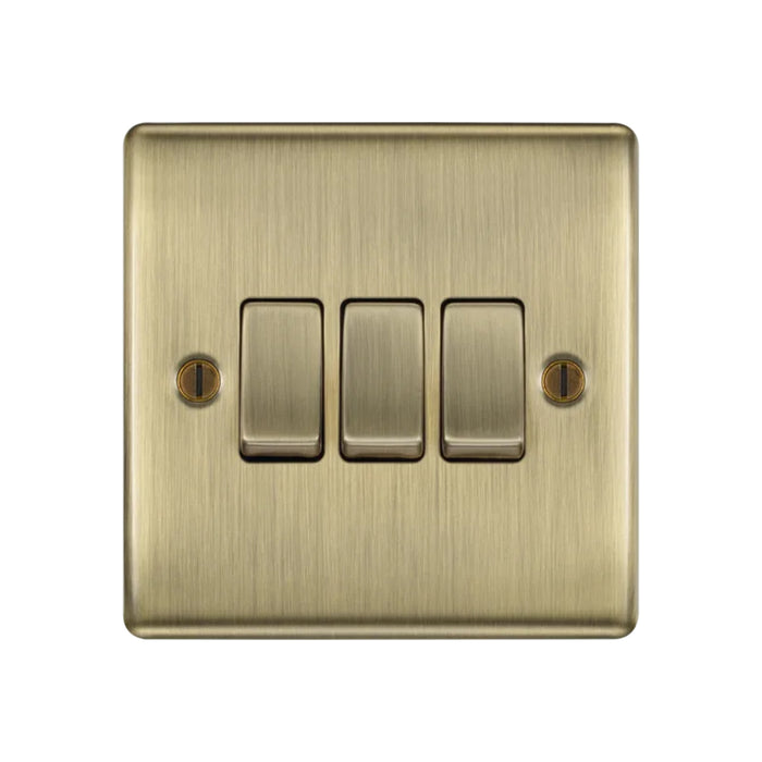 BG Nexus NAB43 Metal Antique Brass 10AX 3 Gang 2 Way Switch Bg Nexus Metal - Antique Brass BG - Sparks Warehouse