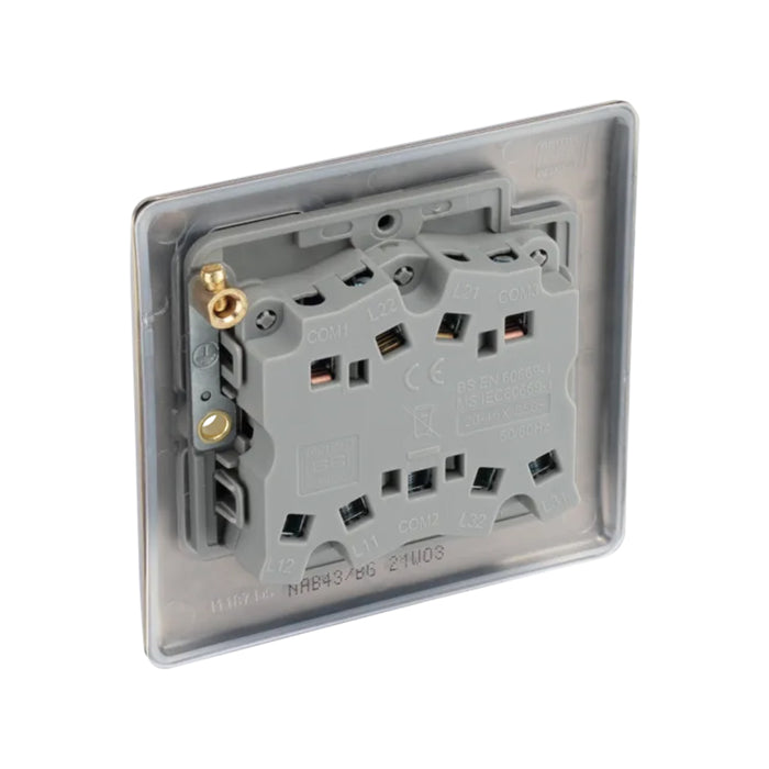 BG Nexus NAB43 Metal Antique Brass 10AX 3 Gang 2 Way Switch Bg Nexus Metal - Antique Brass BG - Sparks Warehouse