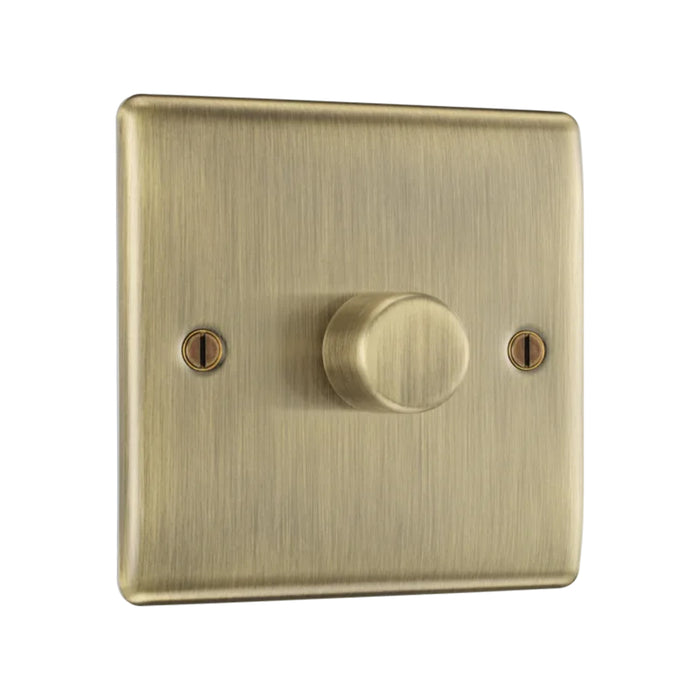 BG Nexus NAB81 Metal Antique Brass Single 1 Gang 2 Way LED Dimmer Switch Bg Nexus Metal - Antique Brass BG - Sparks Warehouse
