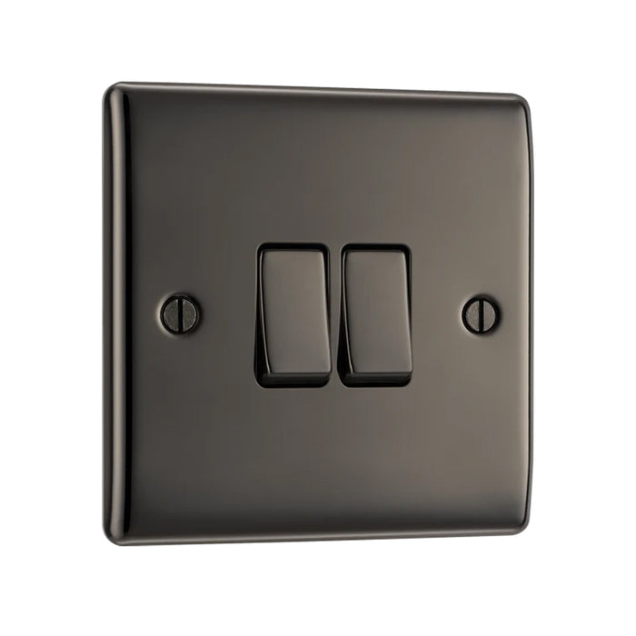 BG Nexus NBN42 Black Nickel 10AX 2 Gang 2 Way Plate Switch BG Nexus Metal - Black Nickel BG - Sparks Warehouse