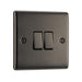 BG Nexus NBN42 Black Nickel 10AX 2 Gang 2 Way Plate Switch BG Nexus Metal - Black Nickel BG - Sparks Warehouse
